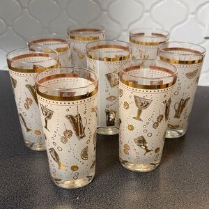 Vintage Cocktail Glass Set with Gold Accents